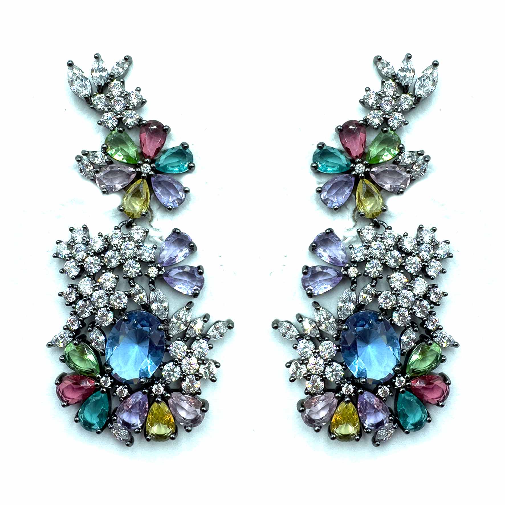 Palestro Milano Orecchini Dark - Blu Violet Trionfo di Fiori - new version
