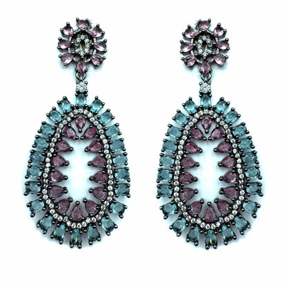 Palestro Milano Orecchini Dark - Fragola Celeste Ovali &amp; Cristalli