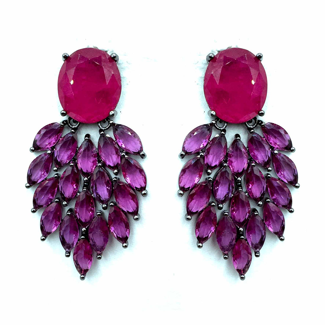 Palestro Milano Orecchini Dark - Fucsia Piume &amp; Pietre