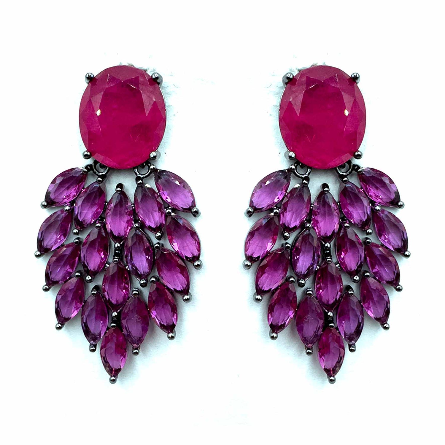 Palestro Milano Orecchini Dark - Fucsia Piume &amp; Pietre