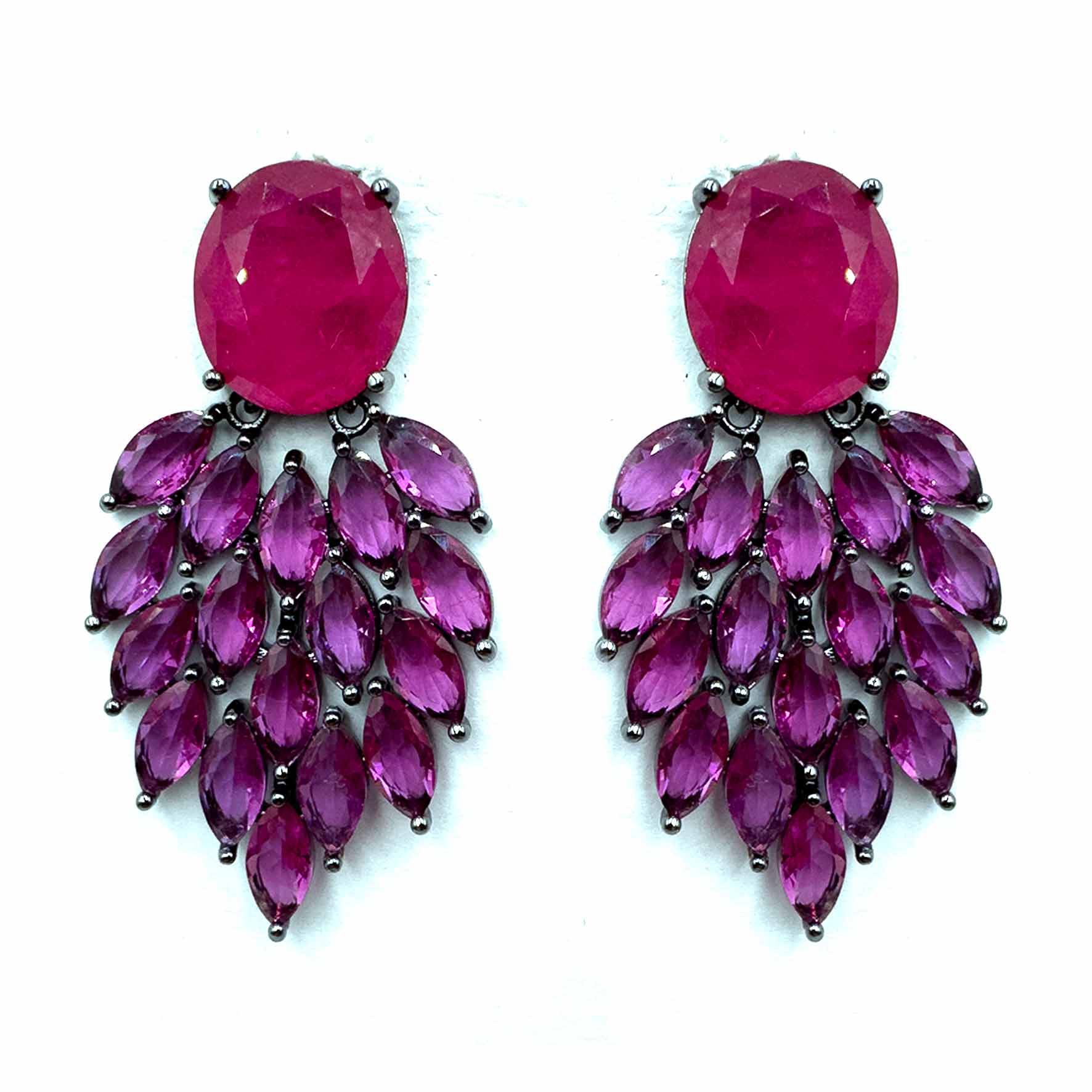 Palestro Milano Orecchini Dark - Fucsia Piume &amp; Pietre