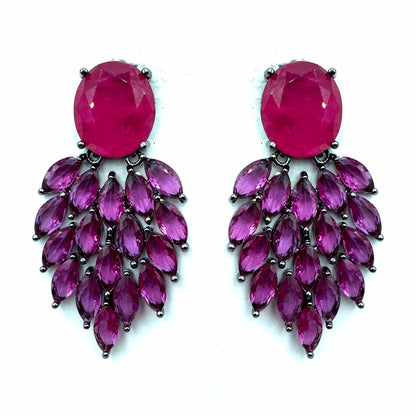 Palestro Milano Orecchini Dark - Fucsia Piume &amp; Pietre