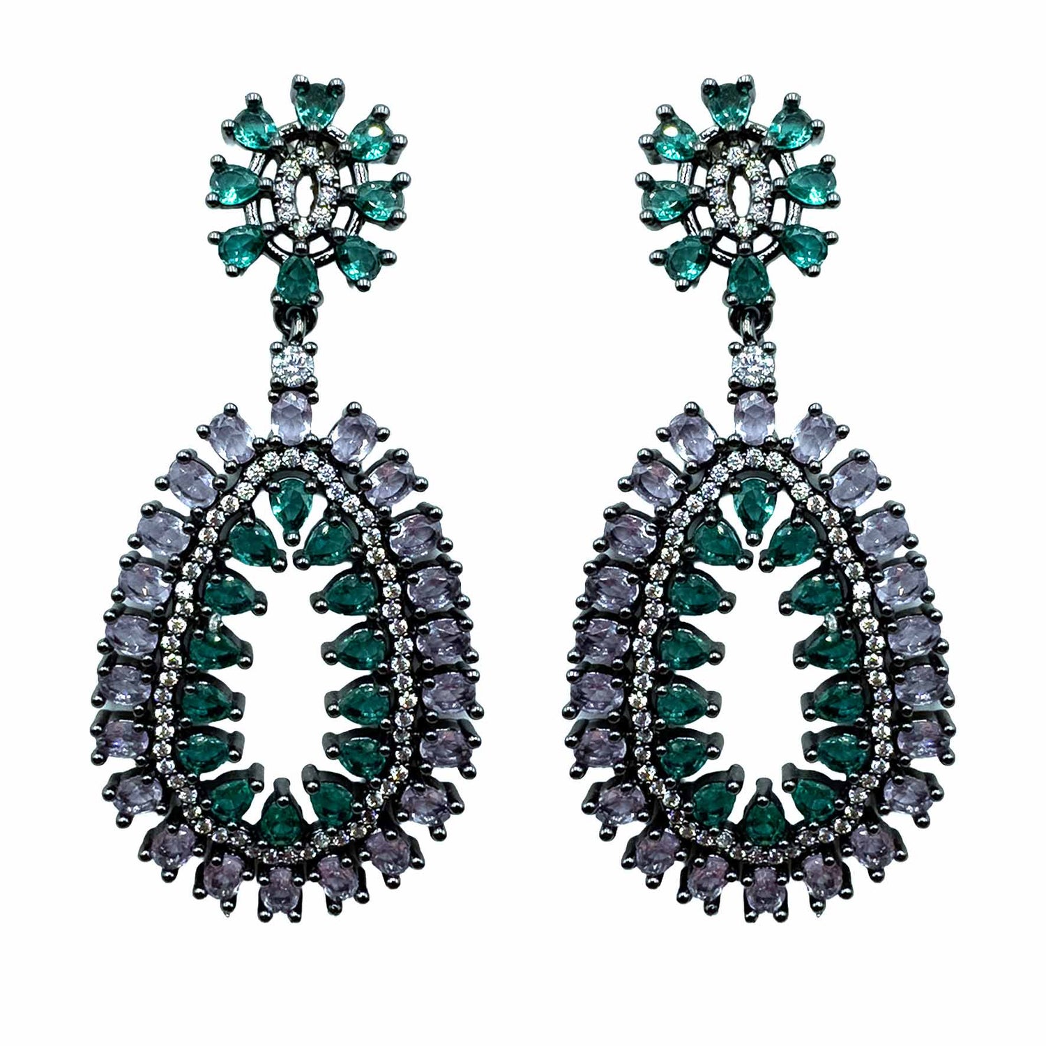 Palestro Milano Orecchini Dark - Lillac Acqua Marina Ovali &amp; Cristalli