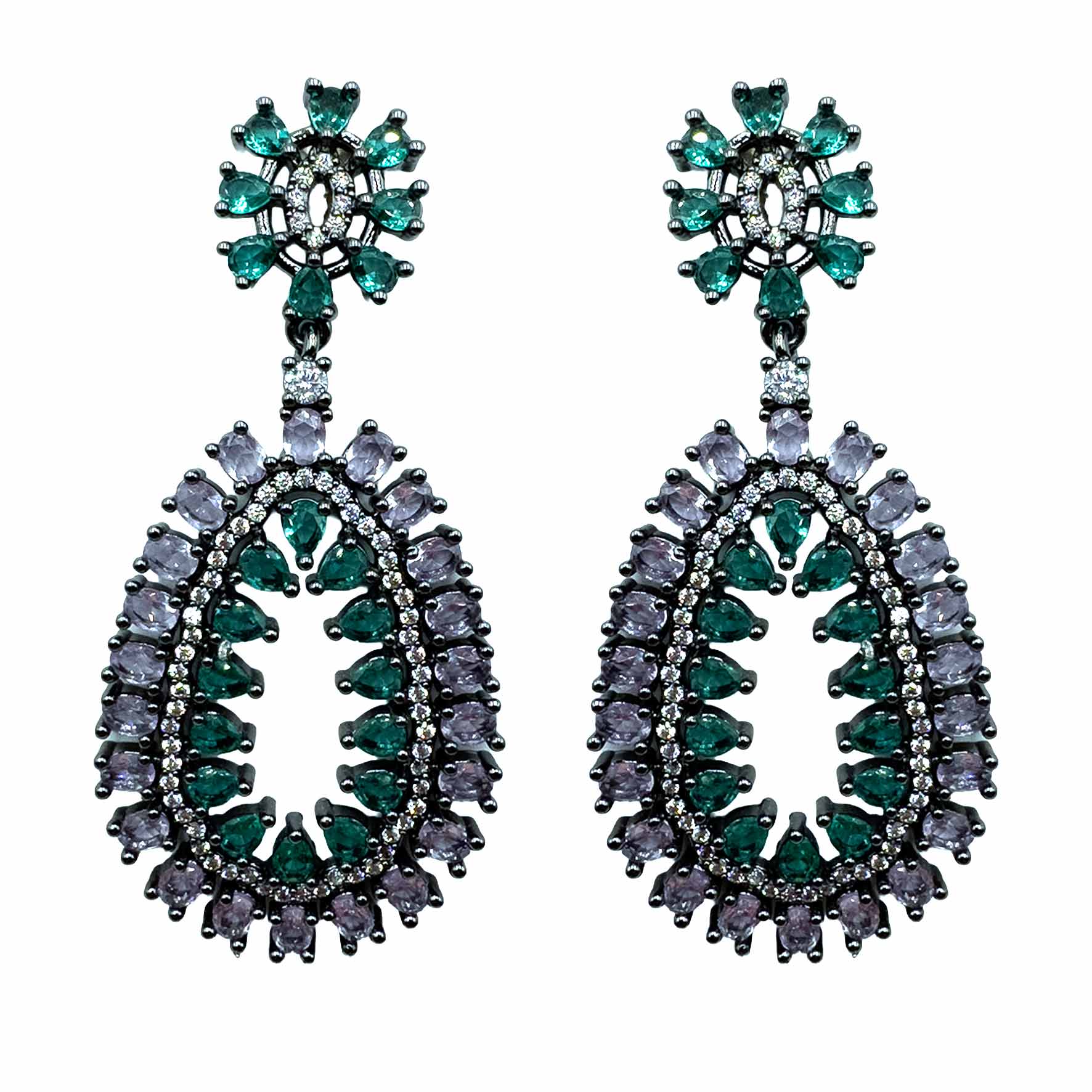 Palestro Milano Orecchini Dark - Lillac Acqua Marina Ovali &amp; Cristalli