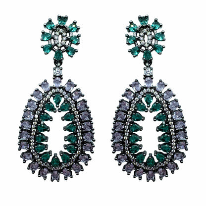 Palestro Milano Orecchini Dark - Lillac Acqua Marina Ovali &amp; Cristalli