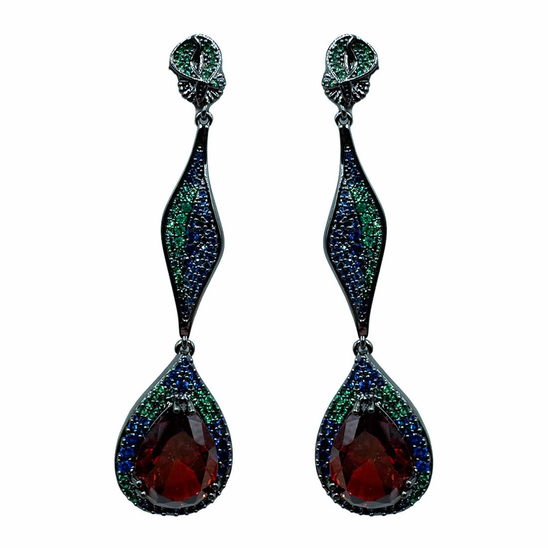 Palestro Milano Orecchini Dark - Rubino Blu Verde Goccia della Fortuna