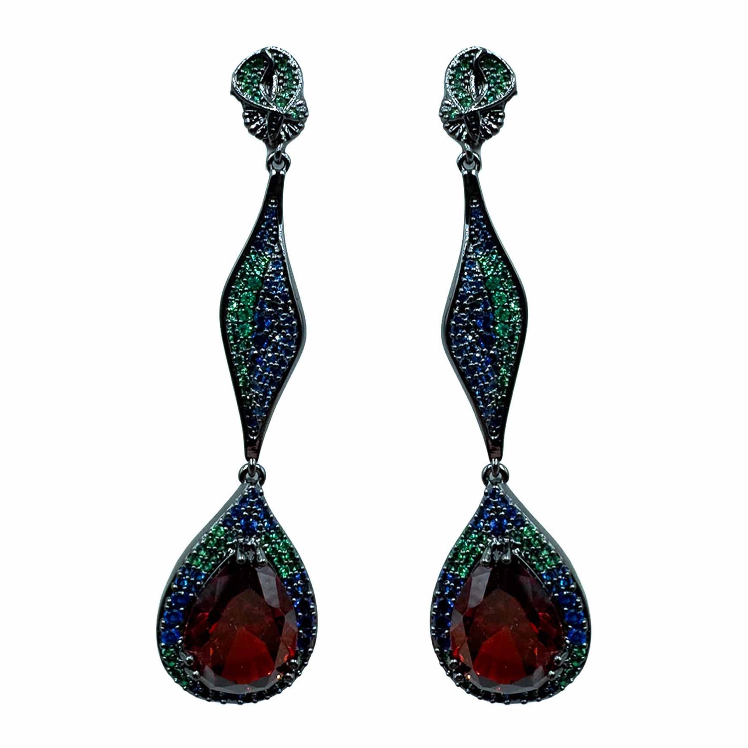 Palestro Milano Orecchini Dark - Rubino Blu Verde Goccia della Fortuna