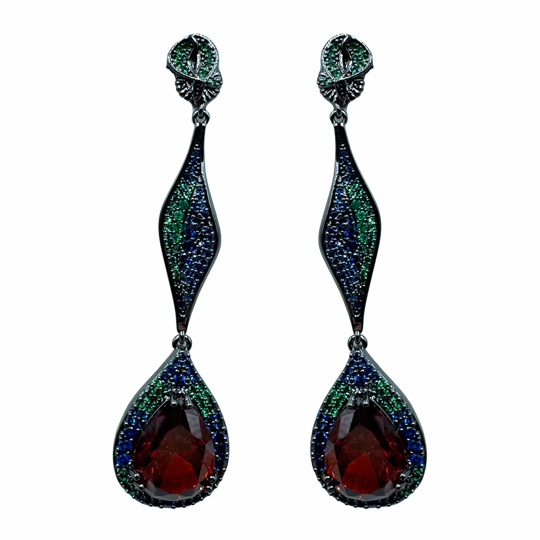 Palestro Milano Orecchini Dark - Rubino Blu Verde Goccia della Fortuna