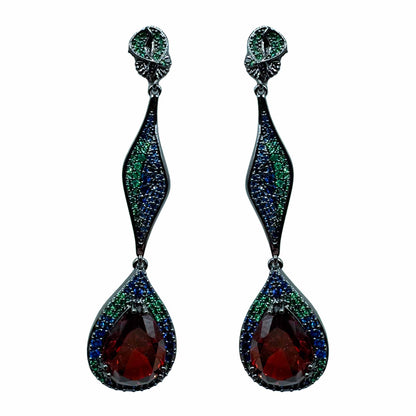 Palestro Milano Orecchini Dark - Rubino Blu Verde Goccia della Fortuna