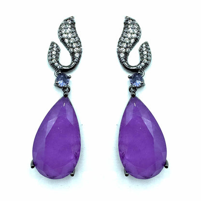 Palestro Milano Orecchini Dark Silver - Violet Virgole di pavè con goccia