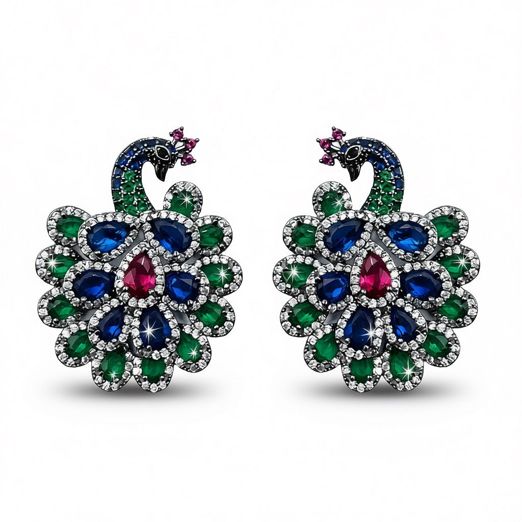 Palestro Milano Orecchini Dark Verde Blu Il Pavone