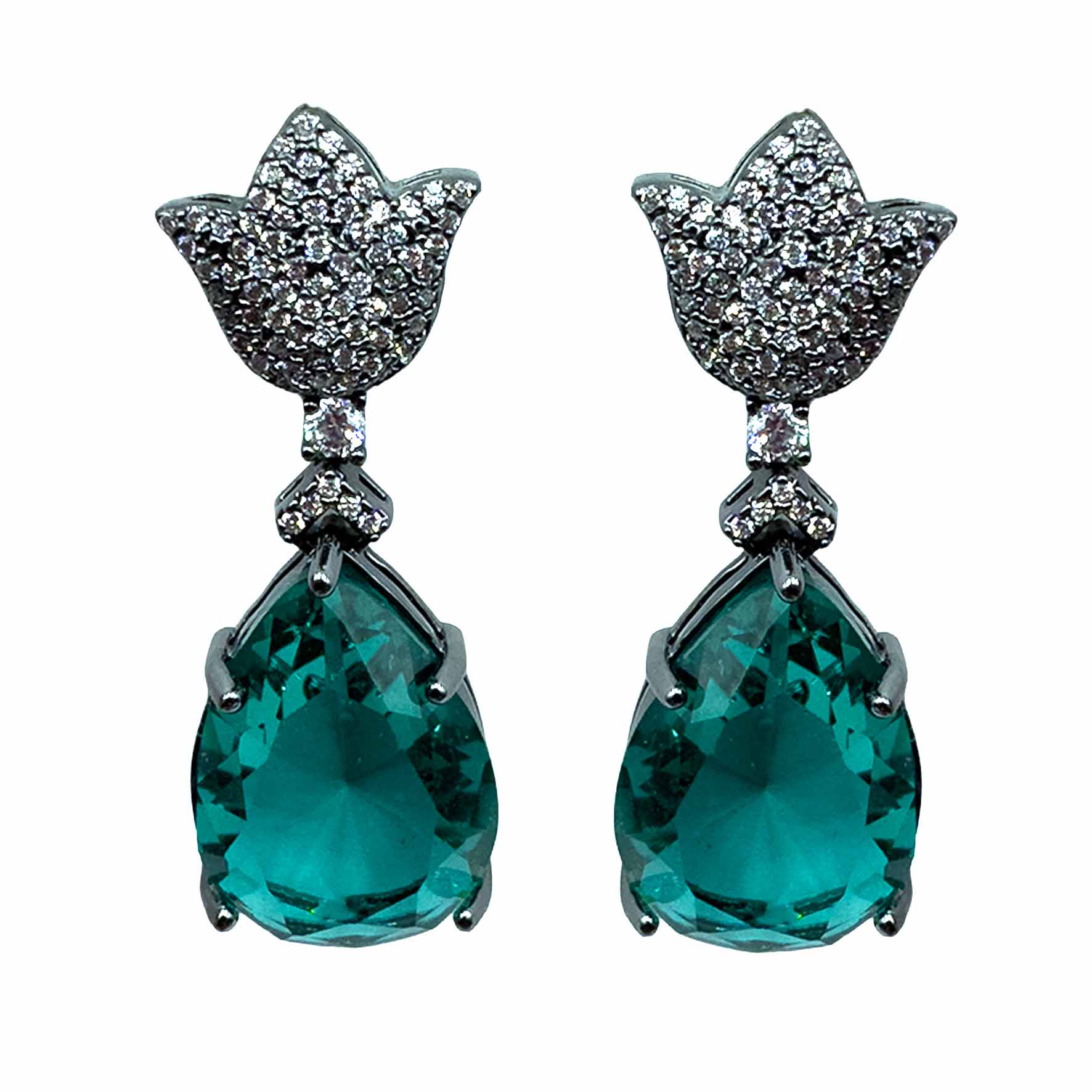 Palestro Milano Orecchini Dark - Verde Smeraldo Mini Tulipani con Goccia