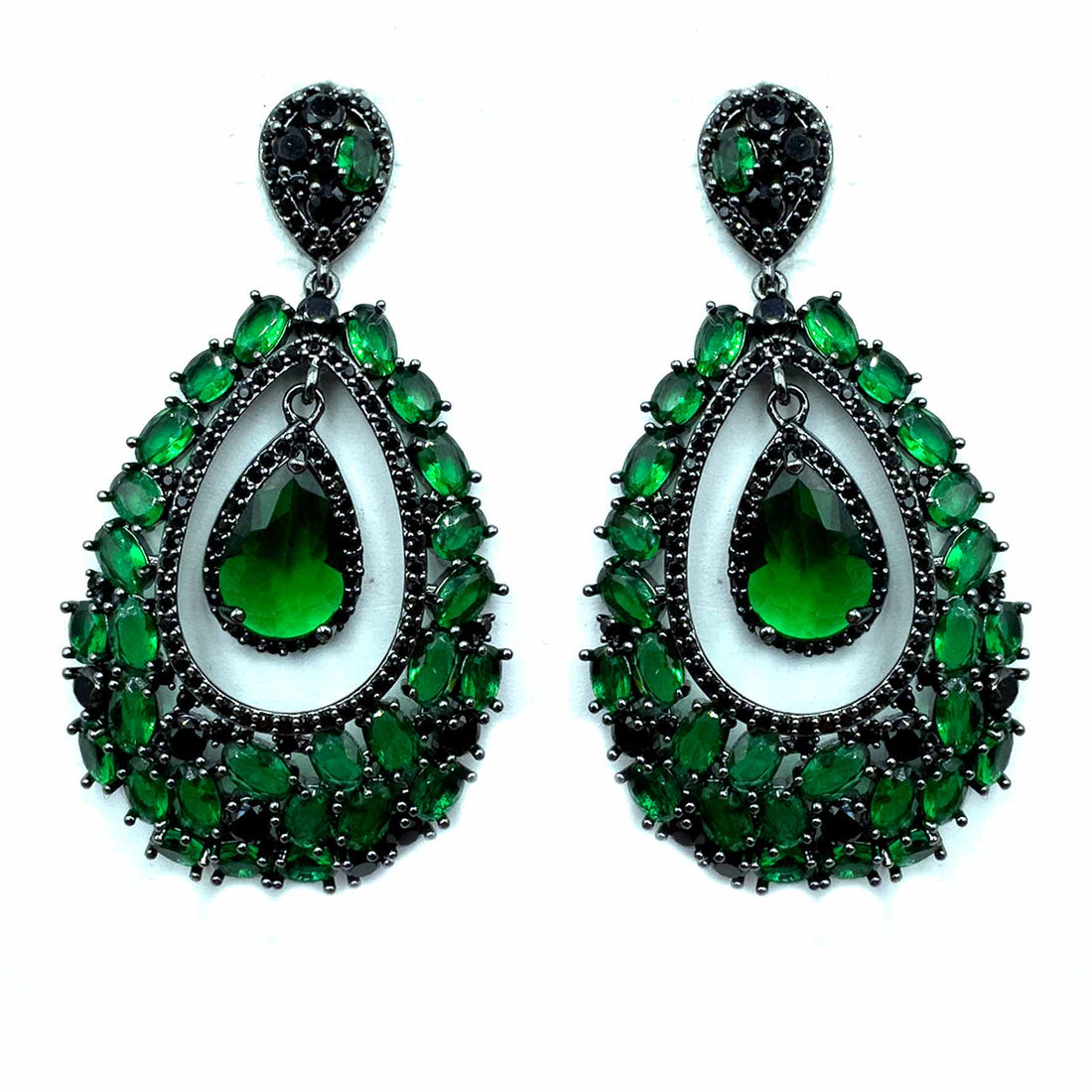 Palestro Milano Orecchini Dark - Verde Smeraldo Ovali di Pietre Colorate