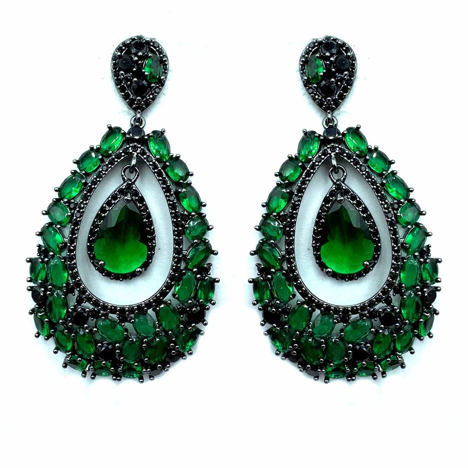 Palestro Milano Orecchini Dark - Verde Smeraldo Ovali di Pietre Colorate
