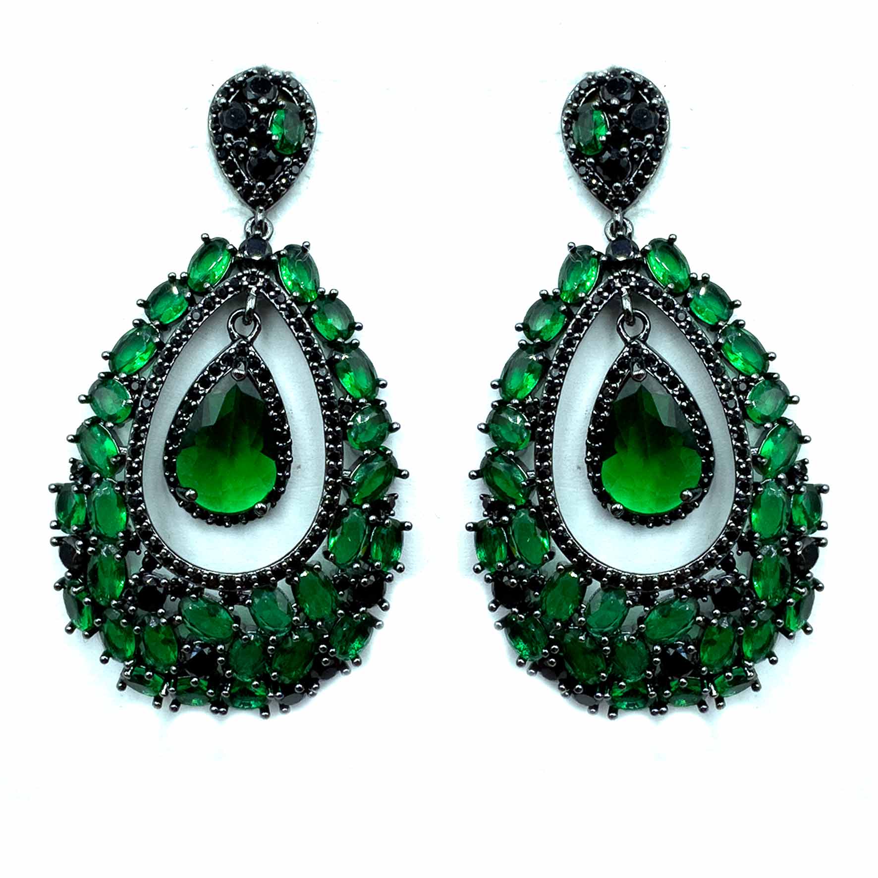 Palestro Milano Orecchini Dark - Verde Smeraldo Ovali di Pietre Colorate
