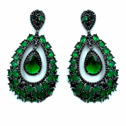 Palestro Milano Orecchini Dark - Verde Smeraldo Ovali di Pietre Colorate