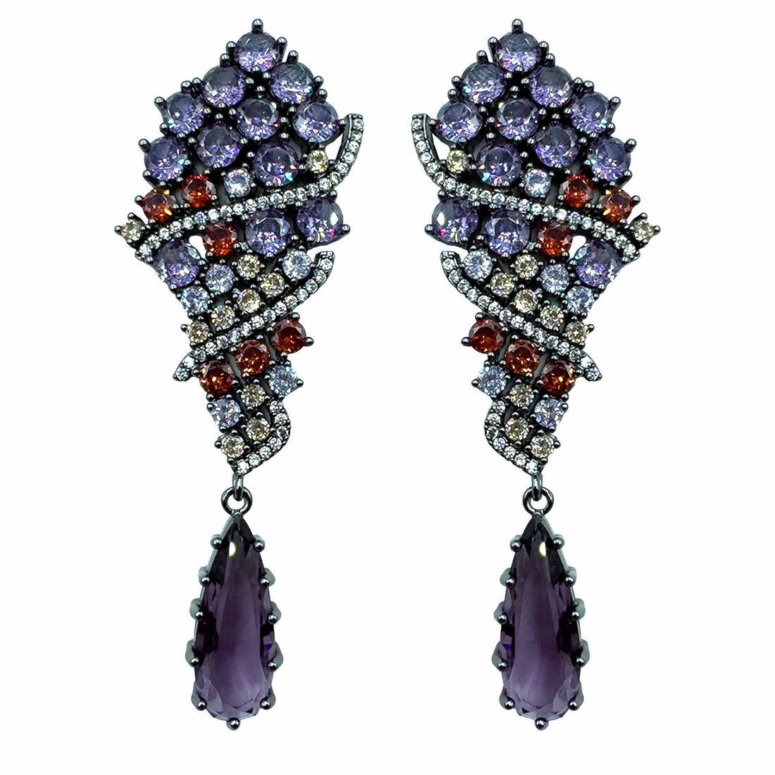 Palestro Milano Orecchini Dark - Violet Mazzo di Pavè con Goccia