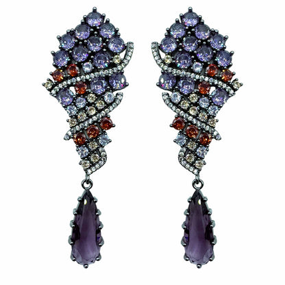 Palestro Milano Orecchini Dark - Violet Mazzo di Pavè con Goccia