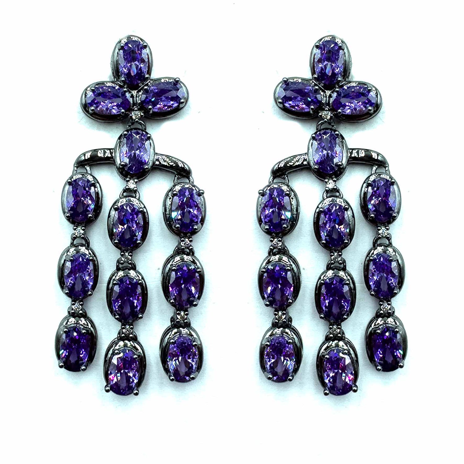 Palestro Milano Orecchini Dark - Violet Trio di Cristalli