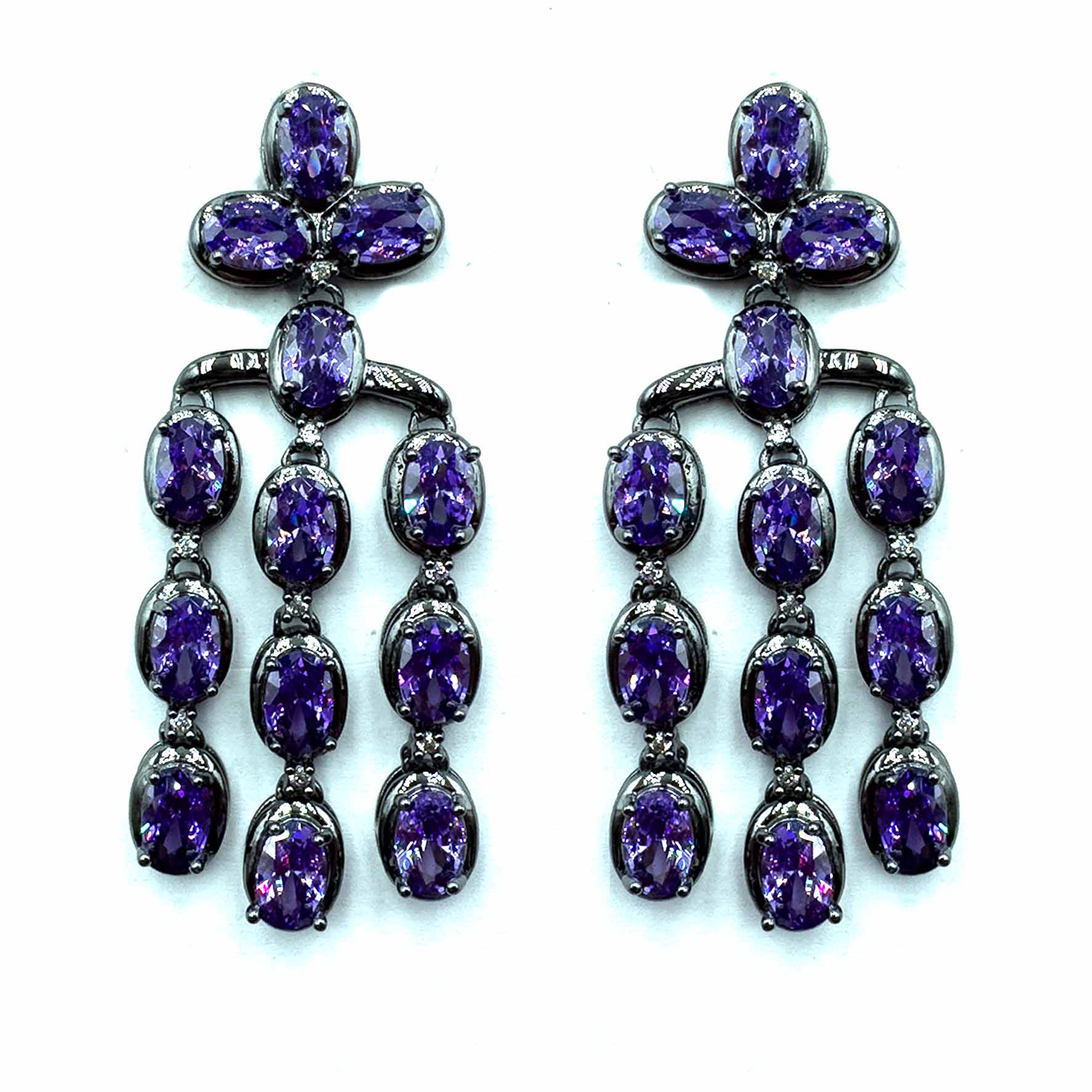 Palestro Milano Orecchini Dark - Violet Trio di Cristalli