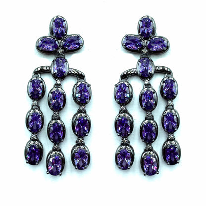 Palestro Milano Orecchini Dark - Violet Trio di Cristalli