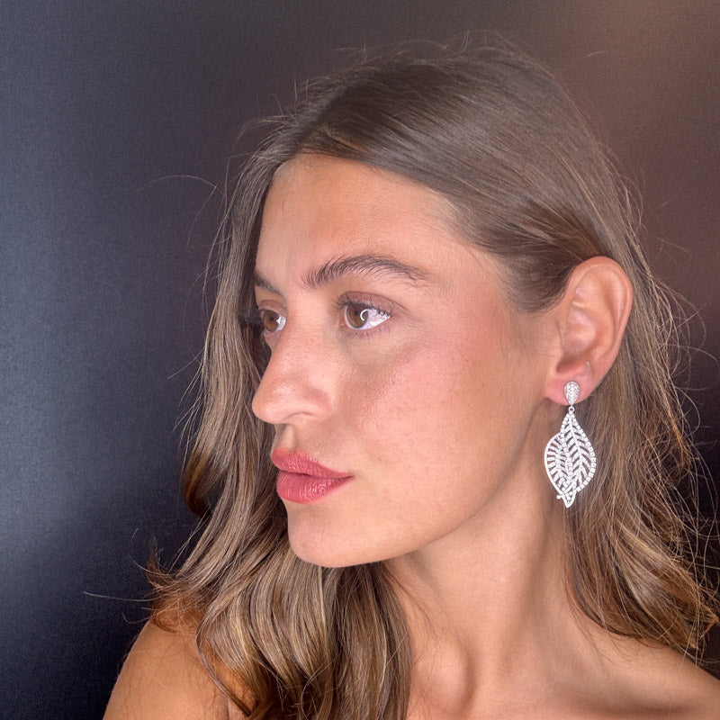 Palestro Milano Orecchini Doppia foglia di Zirconi