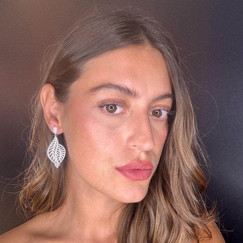 Palestro Milano Orecchini Doppia foglia di Zirconi