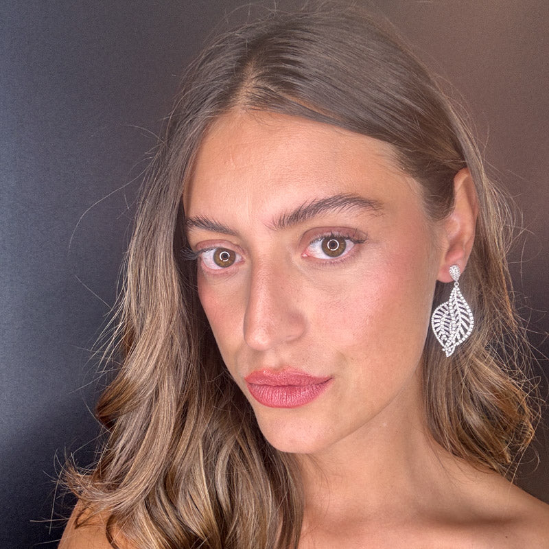 Palestro Milano Orecchini Doppia foglia di Zirconi