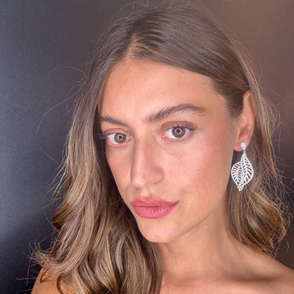 Palestro Milano Orecchini Doppia foglia di Zirconi