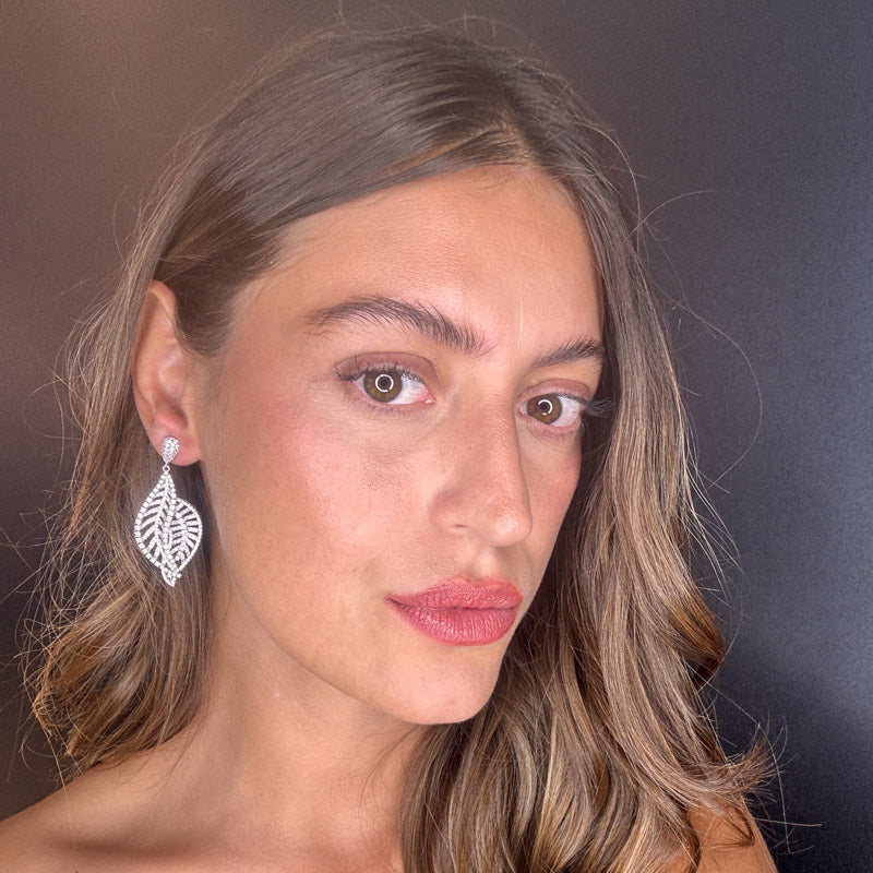 Palestro Milano Orecchini Doppia foglia di Zirconi