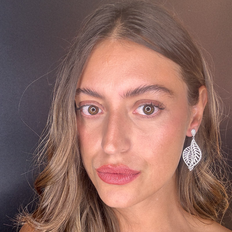 Palestro Milano Orecchini Doppia foglia di Zirconi