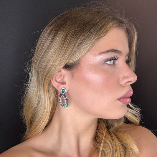 Palestro Milano Orecchini Doppia goccia di Cristalli