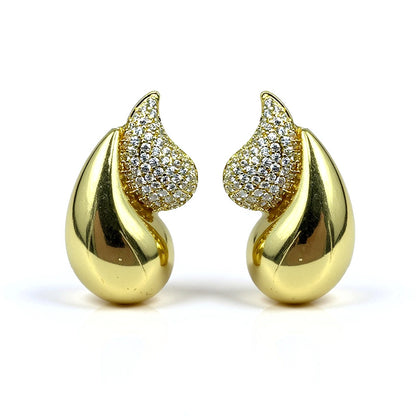 Palestro Milano Orecchini Doppia goccia gold con zirconi
