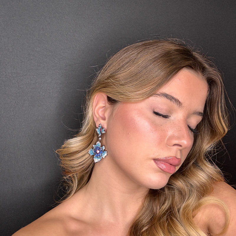 Palestro Milano Orecchini Doppio Fiore di pavè