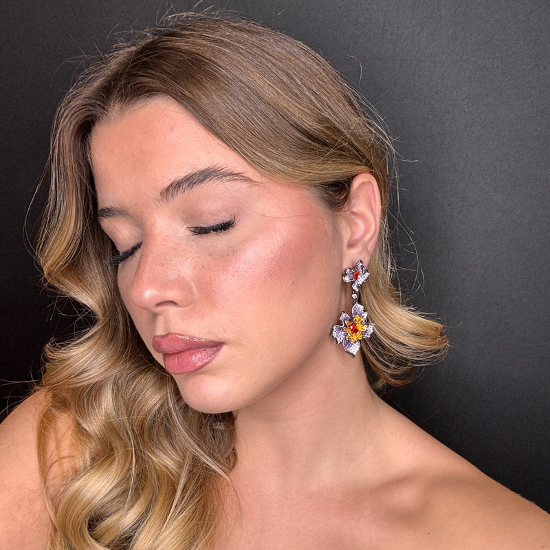 Palestro Milano Orecchini Doppio Fiore di pavè