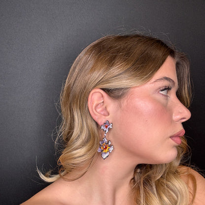 Palestro Milano Orecchini Doppio Fiore di pavè