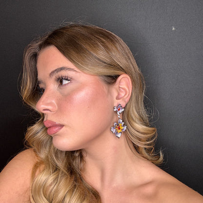 Palestro Milano Orecchini Doppio Fiore di pavè