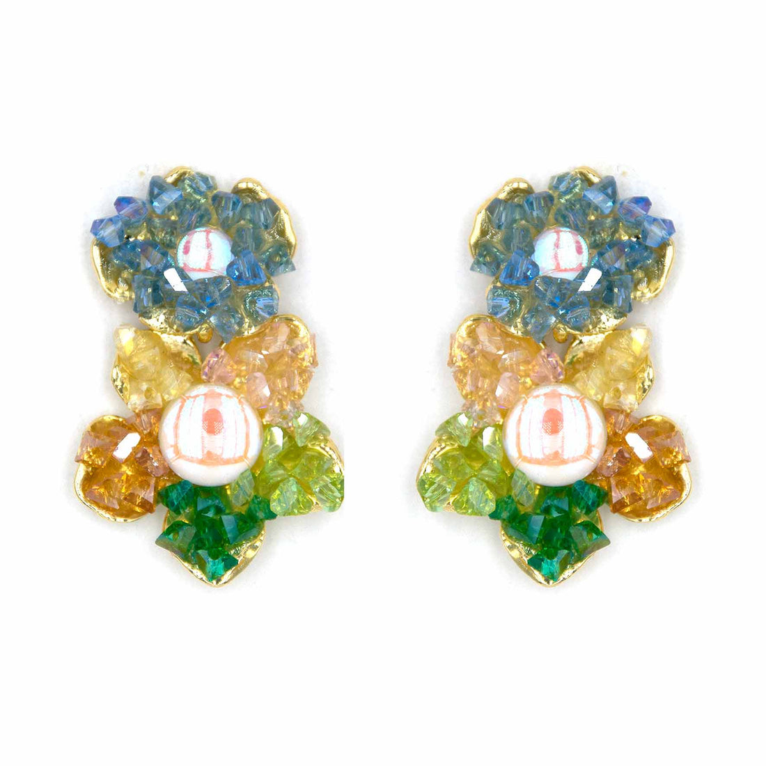 Palestro Milano Orecchini Doppio fiore multicolor
