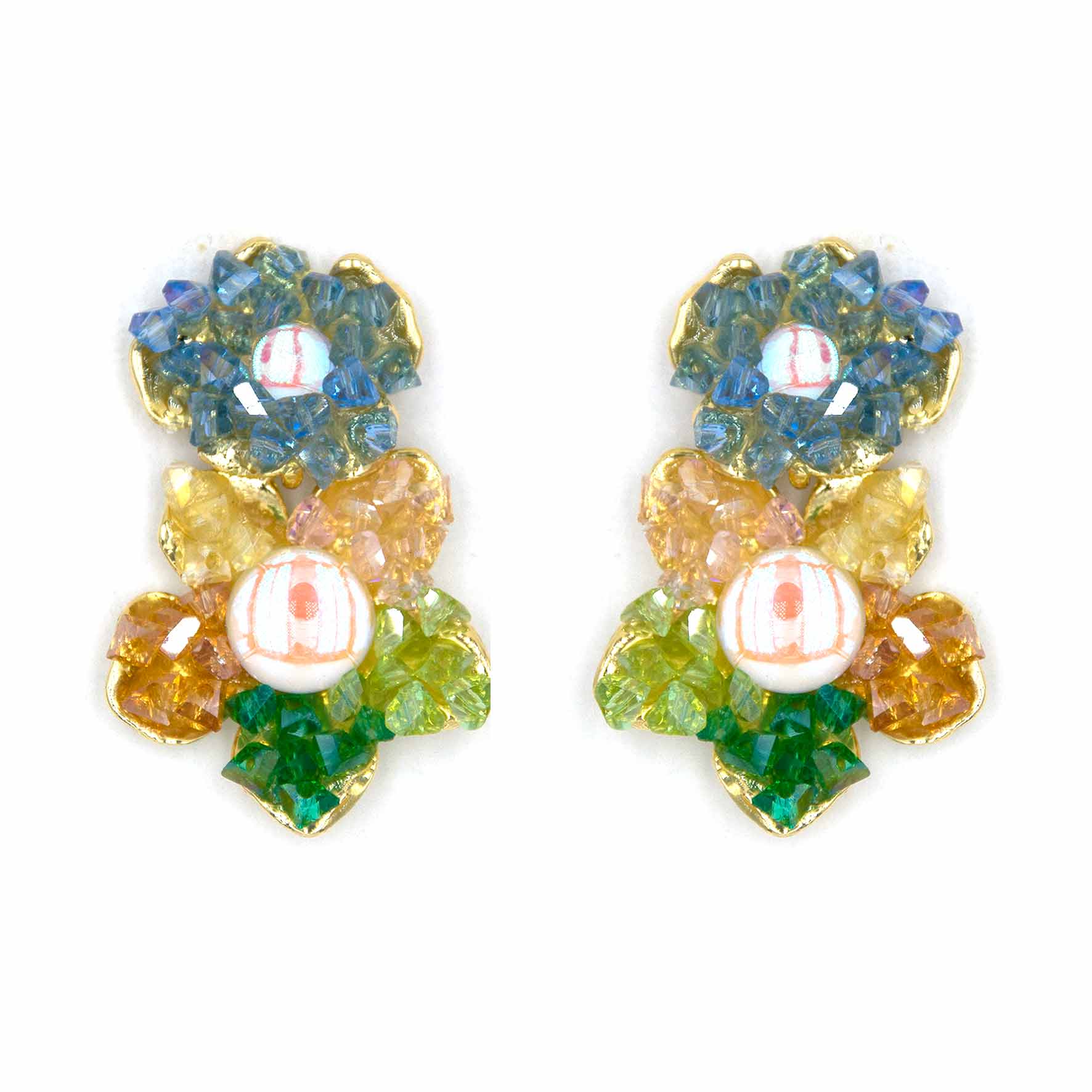 Palestro Milano Orecchini Doppio fiore multicolor