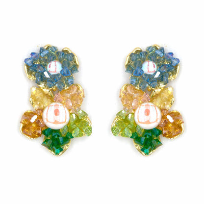 Palestro Milano Orecchini Doppio fiore multicolor