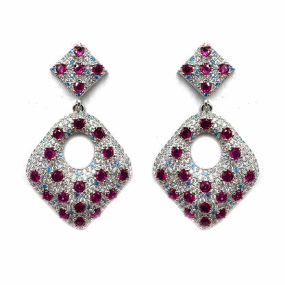 Palestro Milano Orecchini Doppio rombo di pavè fucsia