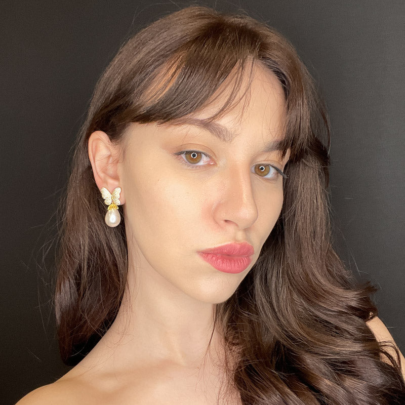 Palestro Milano Orecchini Farfalla con perla a goccia