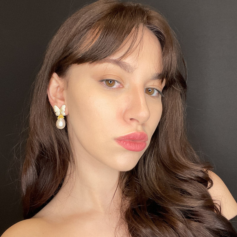 Palestro Milano Orecchini Farfalla con perla a goccia