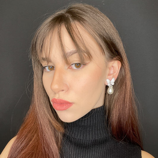 Palestro Milano Orecchini Farfalla con perla a goccia