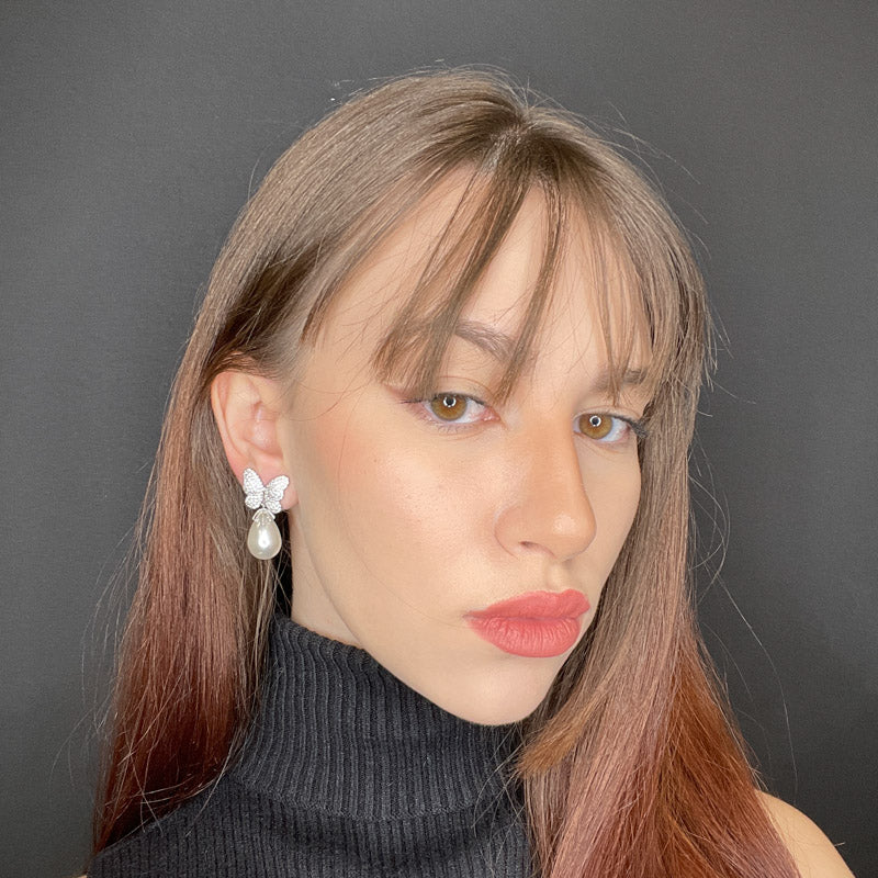 Palestro Milano Orecchini Farfalla con perla a goccia