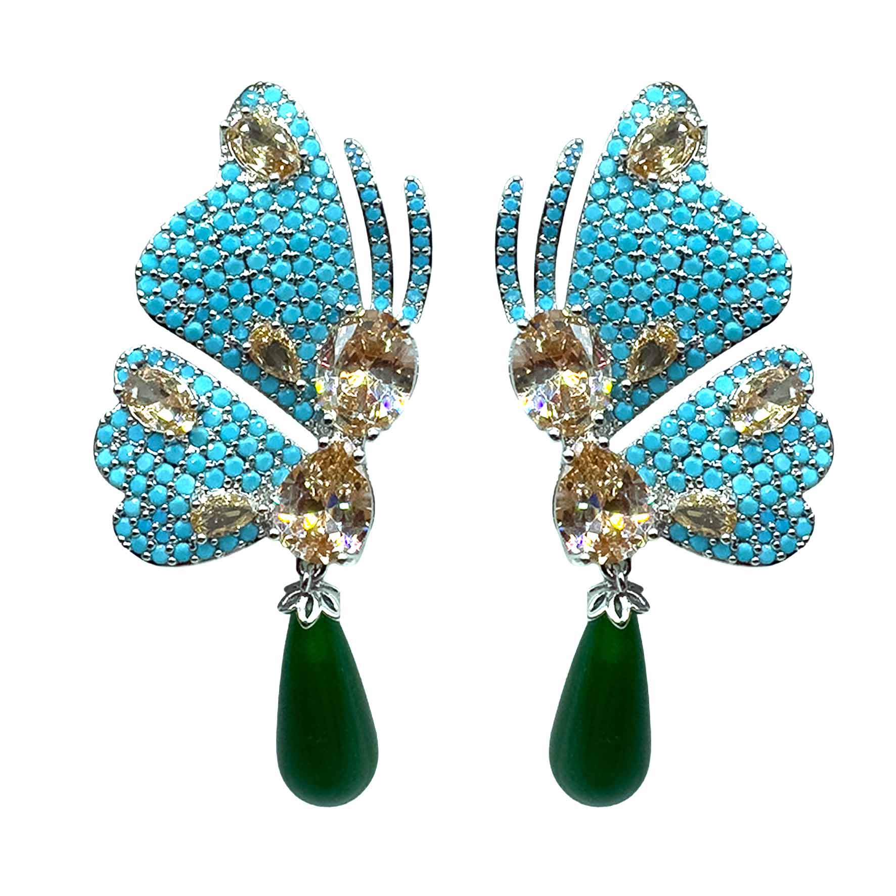 Palestro Milano Orecchini Farfalla di pavè turquoise