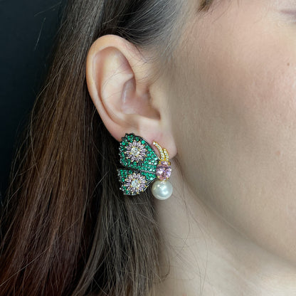 Palestro Milano Orecchini Farfalle colorate con perlina