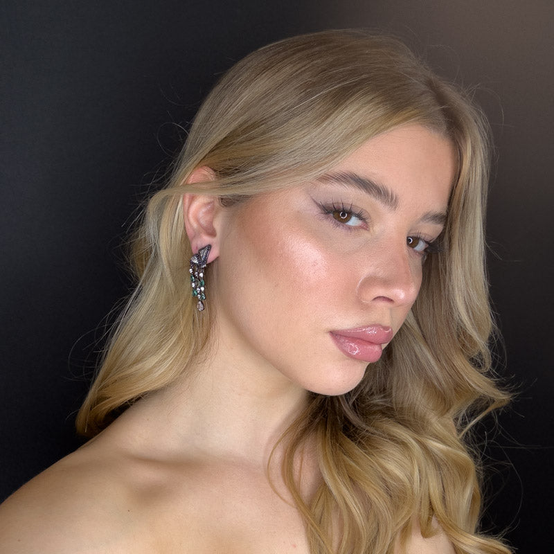 Palestro Milano Orecchini Farfalle con cristalli pendenti