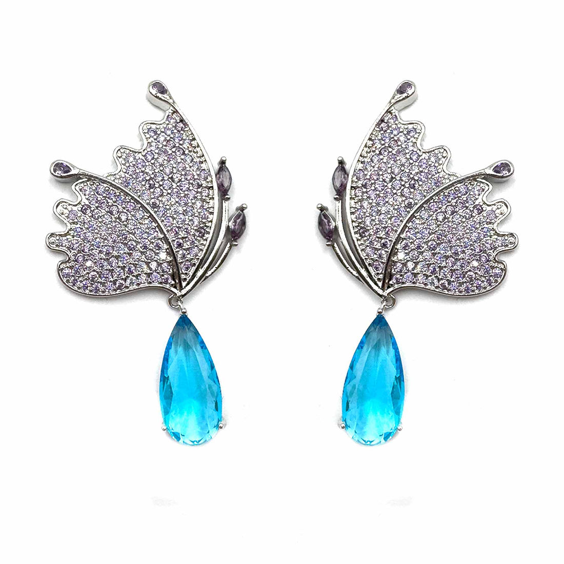 Palestro Milano Orecchini Farfalle Lillac con goccia blu