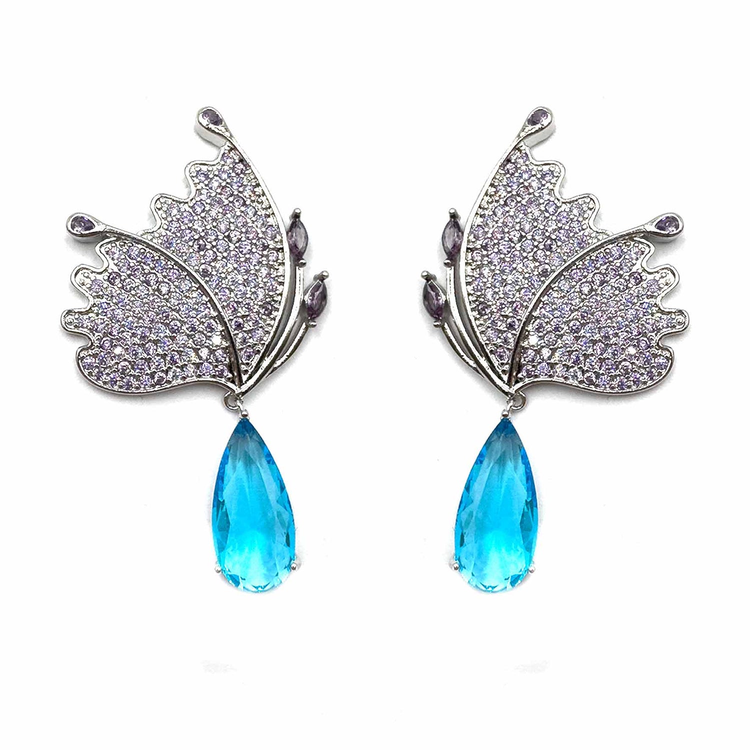 Palestro Milano Orecchini Farfalle Lillac con goccia blu